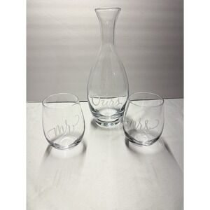 Kate Spade Lenox "Ours" Decanter and Mr & Mrs Stemless Glasses Wedding Gift Set